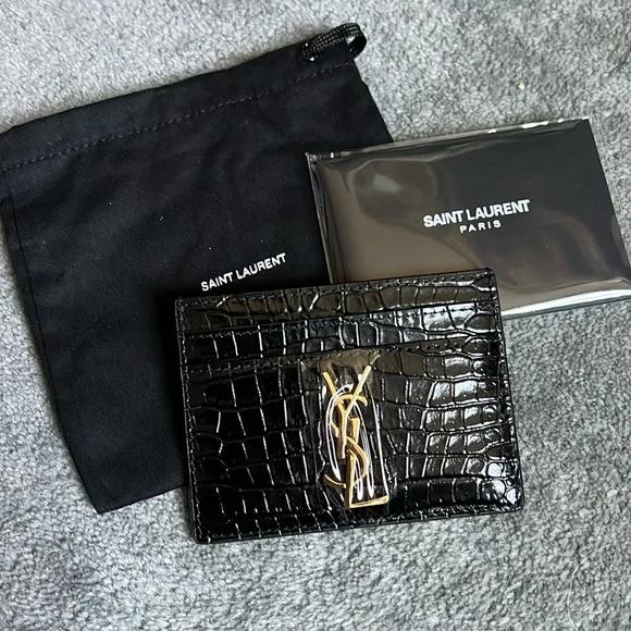 Saint Laurent Authentic Alligator Embossed Card Holder Wallet - Picture 1 of 2